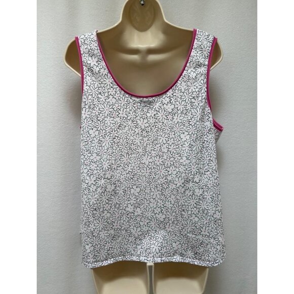 Character 1X Pajama Set Shorts Cotton Blend Daisy Floral White Pink - Picture 4 of 8